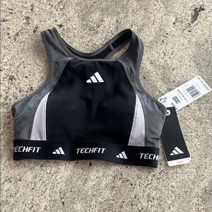 Adidas Techfit Sports Bra in Black and Gray